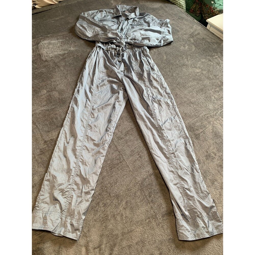 Free People Movement Jumpsuit Womens Small Blue Golden Hour Coveralls Silky Boho - Picture 11 of 16